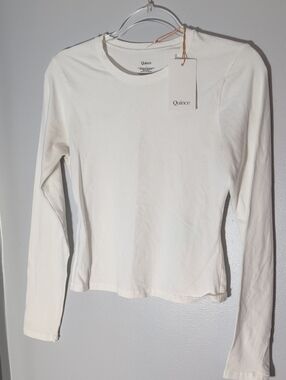 Quince Women's Long Sleeve Crewneck Top in Off-White